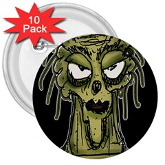 Ugly Monster Portrait Drawing 3  Buttons (10 Pack)  by dflcprintsclothing