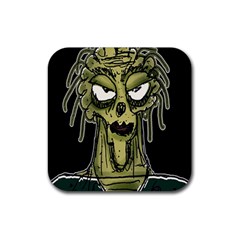 Ugly Monster Portrait Drawing Rubber Coaster (square)  by dflcprintsclothing