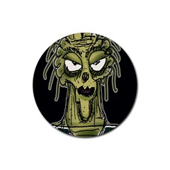 Ugly Monster Portrait Drawing Rubber Coaster (round)  by dflcprintsclothing