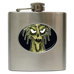 Ugly Monster Portrait Drawing Hip Flask (6 Oz) by dflcprintsclothing