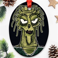 Ugly Monster Portrait Drawing Oval Ornament (two Sides) by dflcprintsclothing