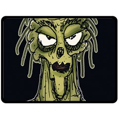 Ugly Monster Portrait Drawing Fleece Blanket (large)  by dflcprintsclothing