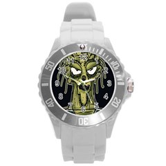 Ugly Monster Portrait Drawing Round Plastic Sport Watch (l) by dflcprintsclothing