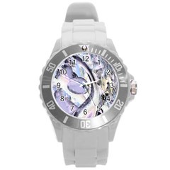 Landslide Baby Blue Round Plastic Sport Watch (l) by MRNStudios