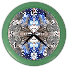 Mixed Media Painting Color Wall Clock by kaleidomarblingart