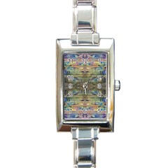 Painted Stripes Repeats Rectangle Italian Charm Watch by kaleidomarblingart