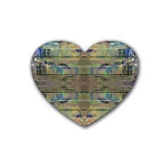 Painted Stripes Repeats Rubber Coaster (heart)  by kaleidomarblingart