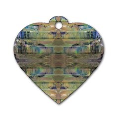 Painted Stripes Repeats Dog Tag Heart (one Side) by kaleidomarblingart