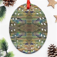 Painted Stripes Repeats Oval Filigree Ornament (two Sides) by kaleidomarblingart