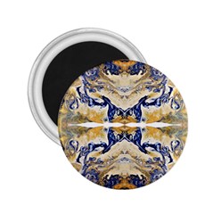 Gold On Blue Symmetry 2 25  Magnets by kaleidomarblingart