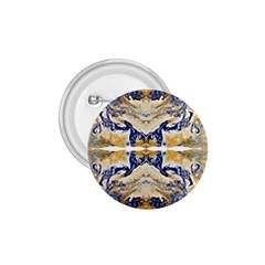 Gold On Blue Symmetry 1 75  Buttons by kaleidomarblingart