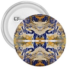 Gold On Blue Symmetry 3  Buttons by kaleidomarblingart