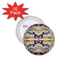 Gold On Blue Symmetry 1 75  Buttons (10 Pack) by kaleidomarblingart