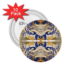 Gold On Blue Symmetry 2 25  Buttons (10 Pack)  by kaleidomarblingart