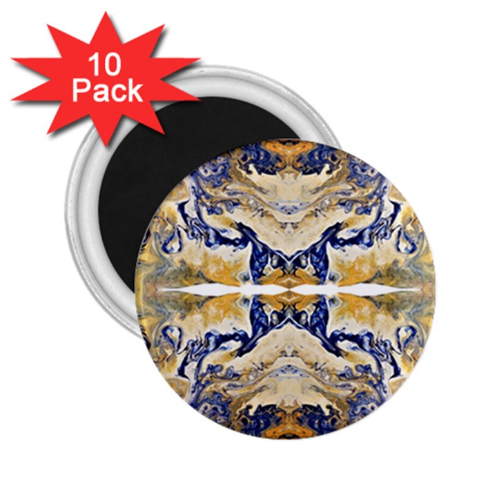 Gold on blue symmetry 2.25  Magnets (10 pack) 