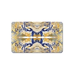 Gold On Blue Symmetry Magnet (name Card) by kaleidomarblingart