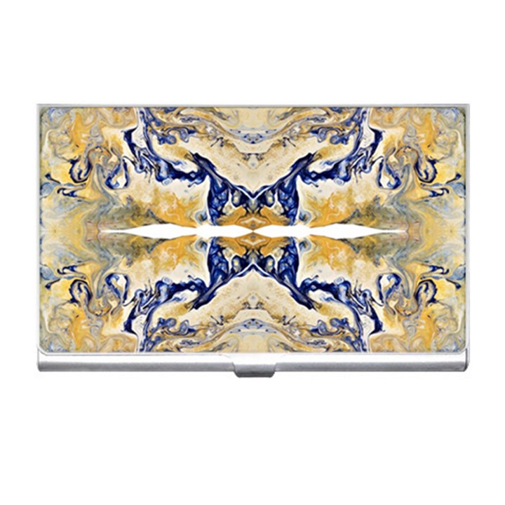 Gold on blue symmetry Business Card Holder