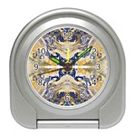 Gold on blue symmetry Travel Alarm Clock Front