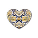 Gold on blue symmetry Rubber Coaster (Heart)  Front