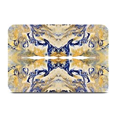 Gold On Blue Symmetry Plate Mats by kaleidomarblingart