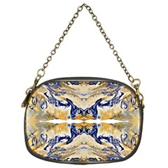 Gold On Blue Symmetry Chain Purse (one Side) by kaleidomarblingart