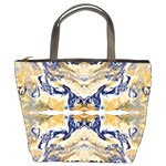 Gold on blue symmetry Bucket Bag Front