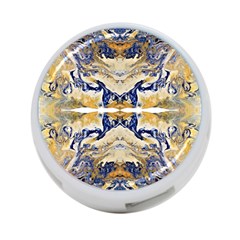 Gold On Blue Symmetry 4-port Usb Hub (one Side) by kaleidomarblingart