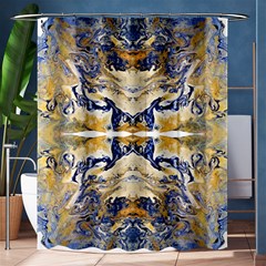 Gold On Blue Symmetry Shower Curtain 60  X 72  (medium)  by kaleidomarblingart