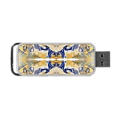 Gold On Blue Symmetry Portable Usb Flash (one Side) by kaleidomarblingart