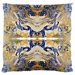 Gold On Blue Symmetry Standard Flano Cushion Case (one Side) by kaleidomarblingart