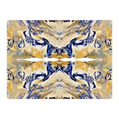 Gold On Blue Symmetry Double Sided Flano Blanket (mini)  by kaleidomarblingart