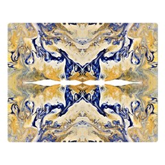 Gold On Blue Symmetry Double Sided Flano Blanket (large)  by kaleidomarblingart