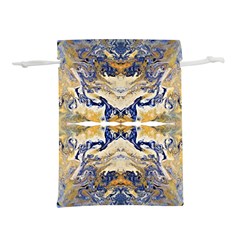 Gold On Blue Symmetry Lightweight Drawstring Pouch (s) by kaleidomarblingart