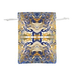 Gold On Blue Symmetry Lightweight Drawstring Pouch (l) by kaleidomarblingart