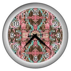 Velvet Arabesque Wall Clock (silver) by kaleidomarblingart