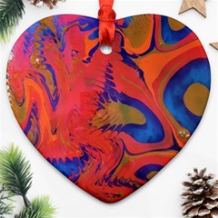 Red Flames Ornament (heart) by kaleidomarblingart