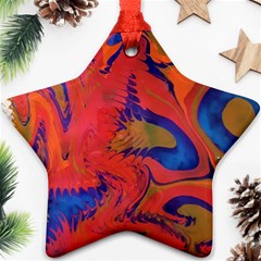 Red Flames Ornament (star) by kaleidomarblingart