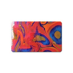 Red Flames Magnet (name Card) by kaleidomarblingart