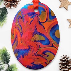 Red Flames Oval Ornament (two Sides) by kaleidomarblingart