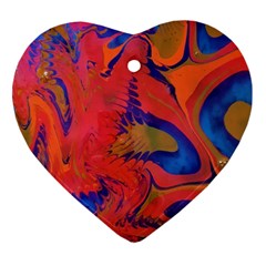 Red Flames Heart Ornament (two Sides) by kaleidomarblingart