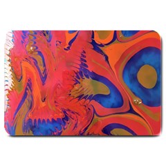 Red Flames Large Doormat  by kaleidomarblingart