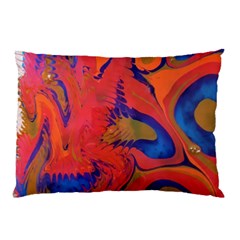 Red Flames Pillow Case by kaleidomarblingart