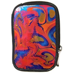 Red Flames Compact Camera Leather Case by kaleidomarblingart