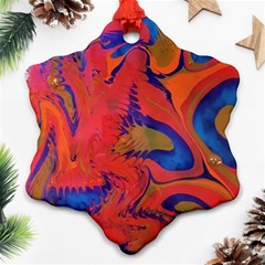 Red Flames Ornament (snowflake) by kaleidomarblingart