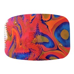 Red Flames Mini Square Pill Box by kaleidomarblingart