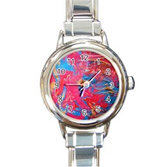 Abstract Flames Round Italian Charm Watch by kaleidomarblingart