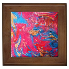 Abstract Flames Framed Tile by kaleidomarblingart