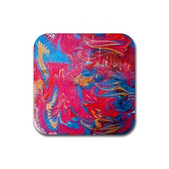 Abstract Flames Rubber Coaster (square)  by kaleidomarblingart