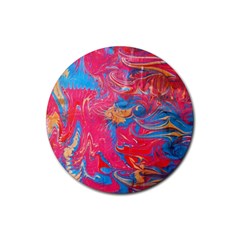 Abstract Flames Rubber Coaster (round)  by kaleidomarblingart