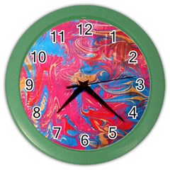 Abstract Flames Color Wall Clock by kaleidomarblingart